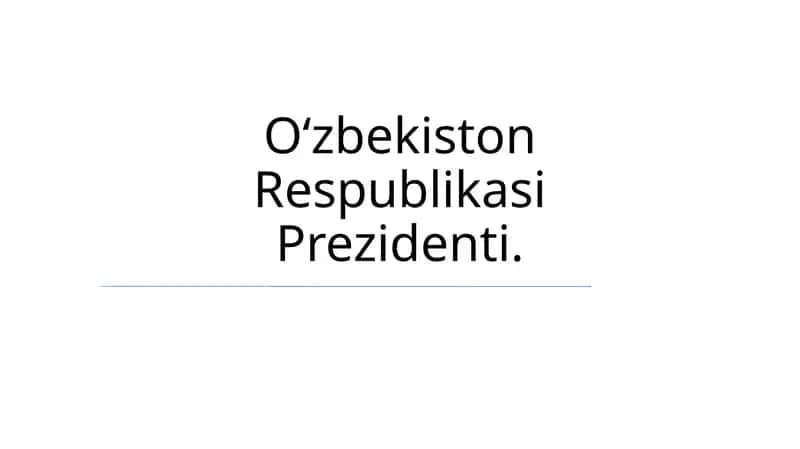 Oʻzbekiston Respublikasi Prezidenti 1