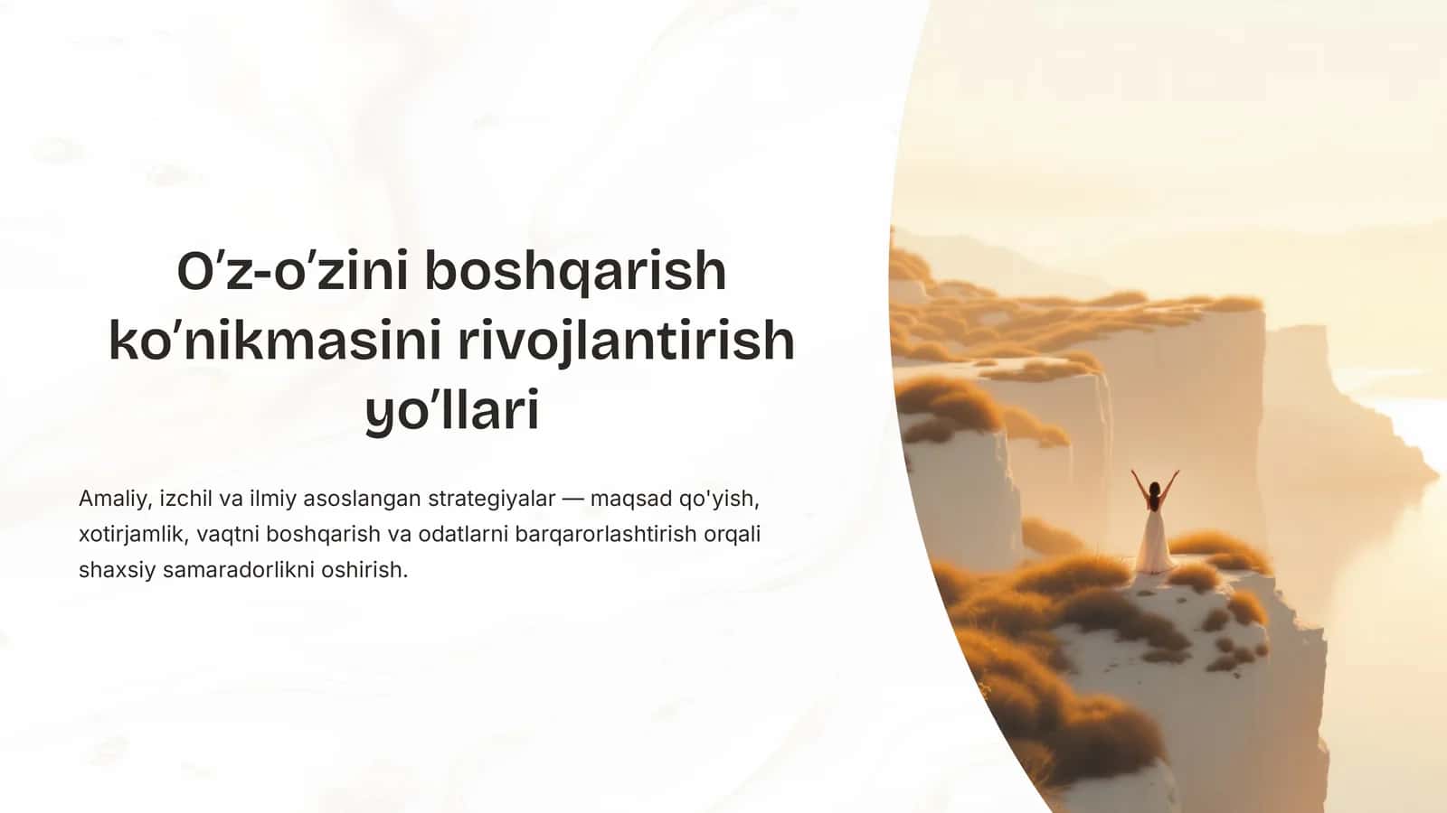 O’z-o’zini boshqarish ko’nikmasini rivojlantirish yo’llari 1