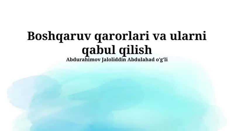 Boshqaruv qarorlari