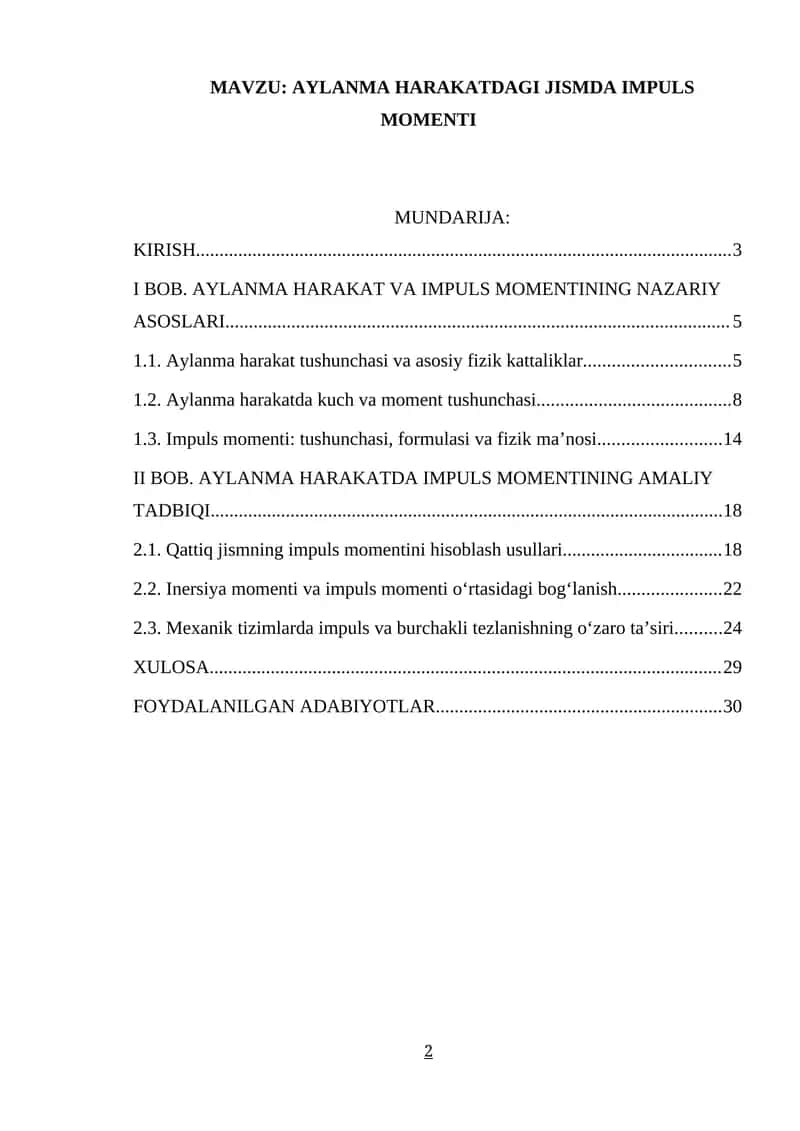 AYLANMA HARAKATDAGI JISMDA IMPULS MOMENTI 1