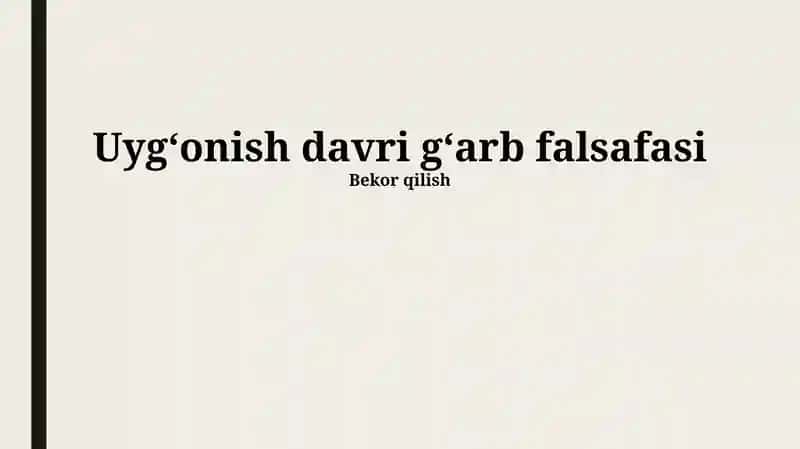 Uygʻonish davri gʻarb falsafasi