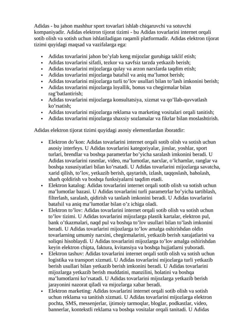 Adidas elektron tijorat tizimi 1