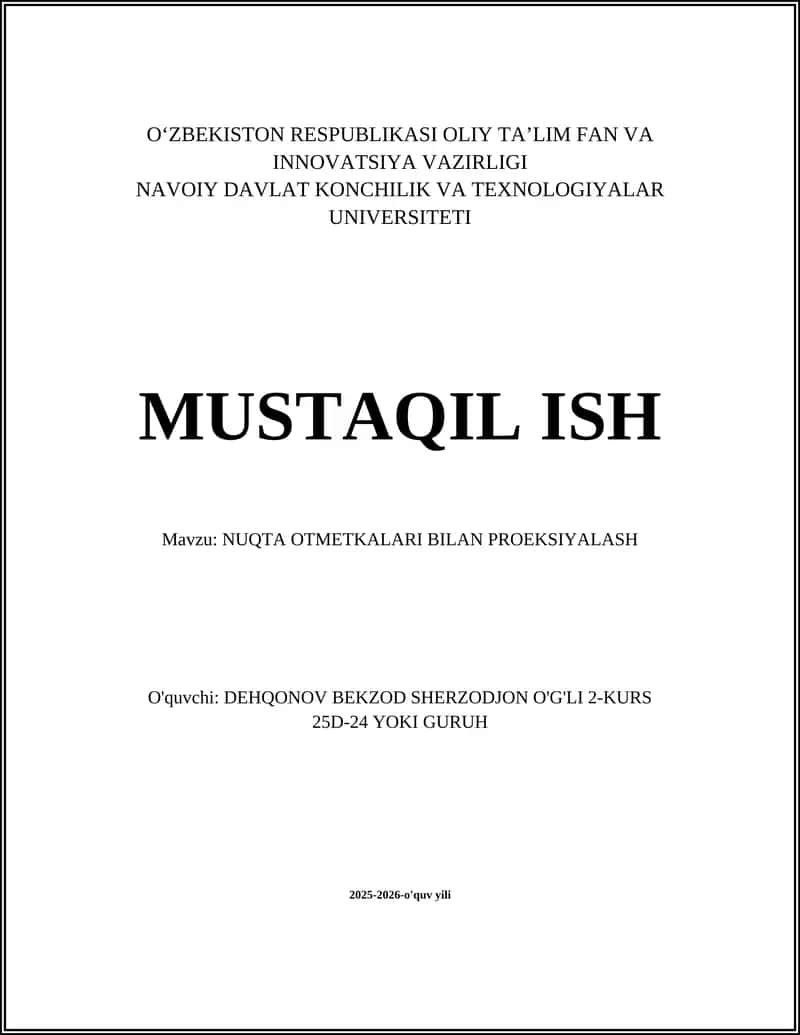 NUQTA OTMETKALARI BILAN PROEKSIYALASH 1
