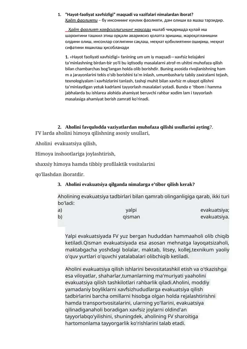 Hayot-faoliyat xavfsizligi 1