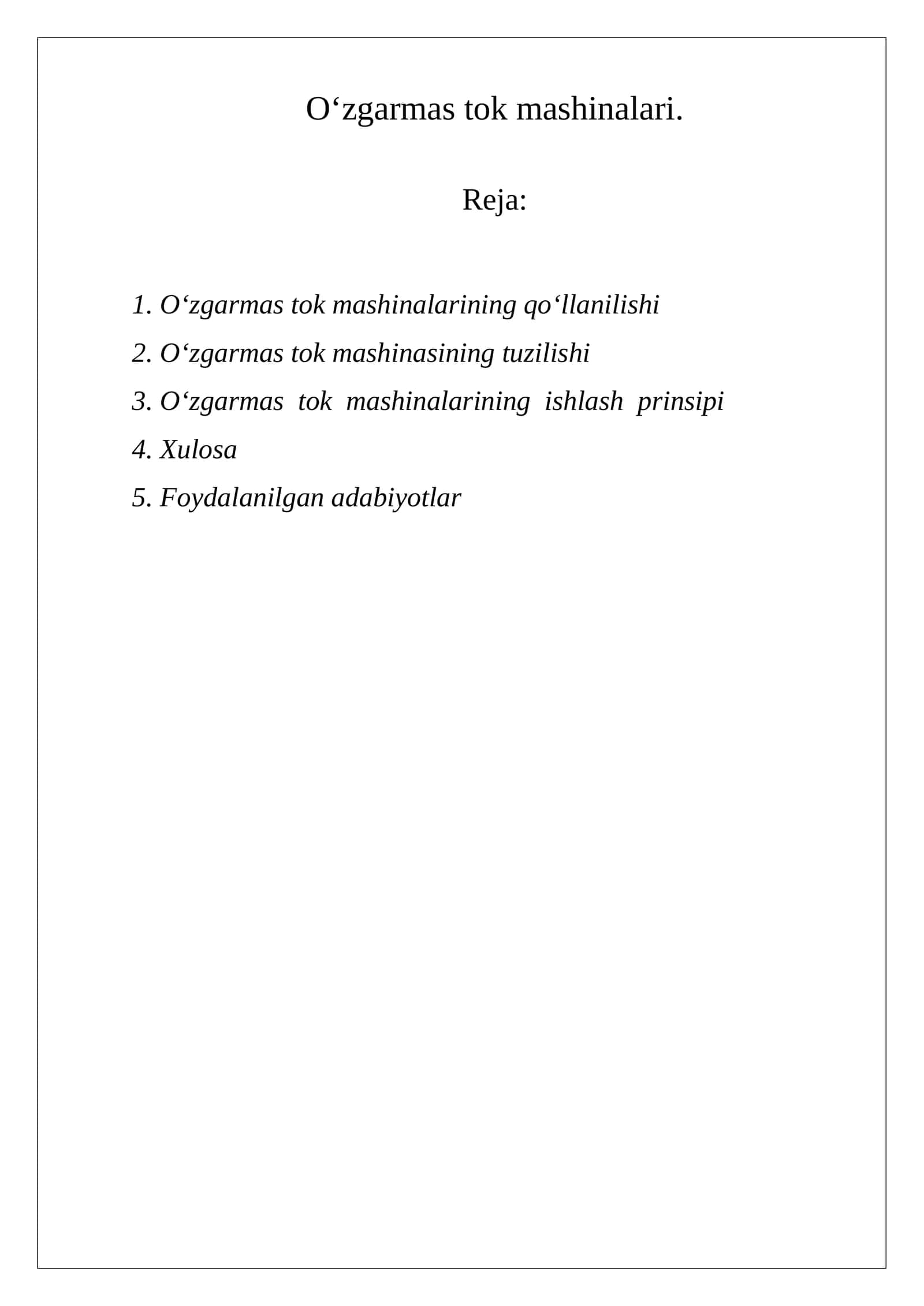 O‘zgarmas tok mashinalari 1