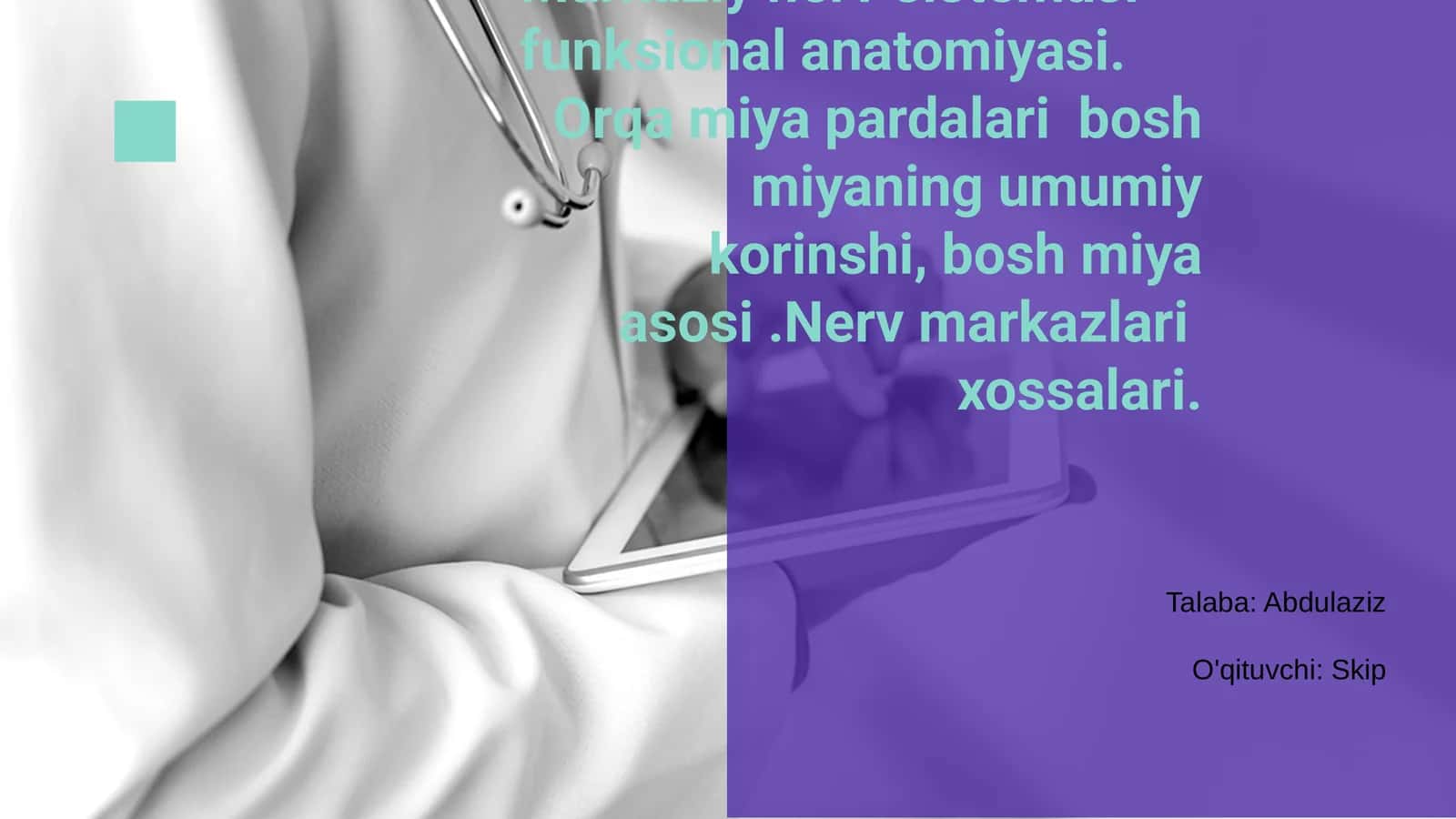 Markaziy nerv sistemasi funksional anatomiyasi 1