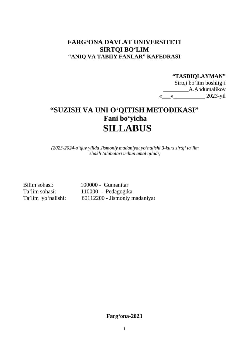 Suzish va uni o’qitish metodikasi 1