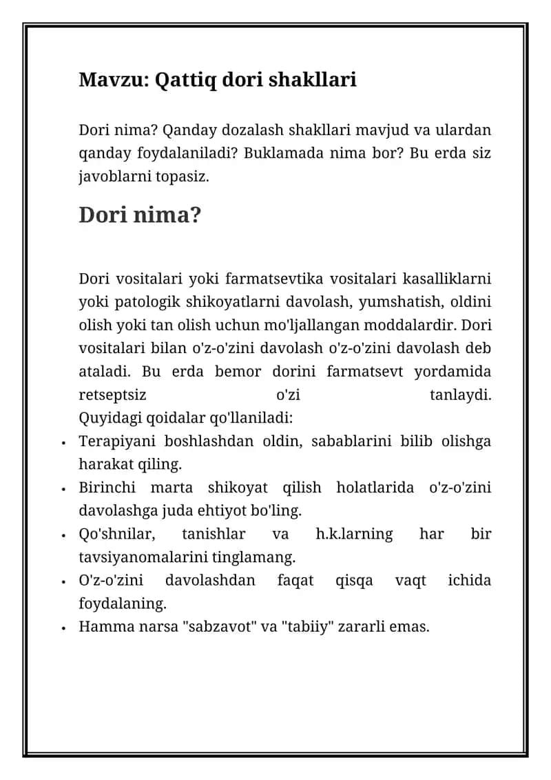 Qattiq dori shakllari 1