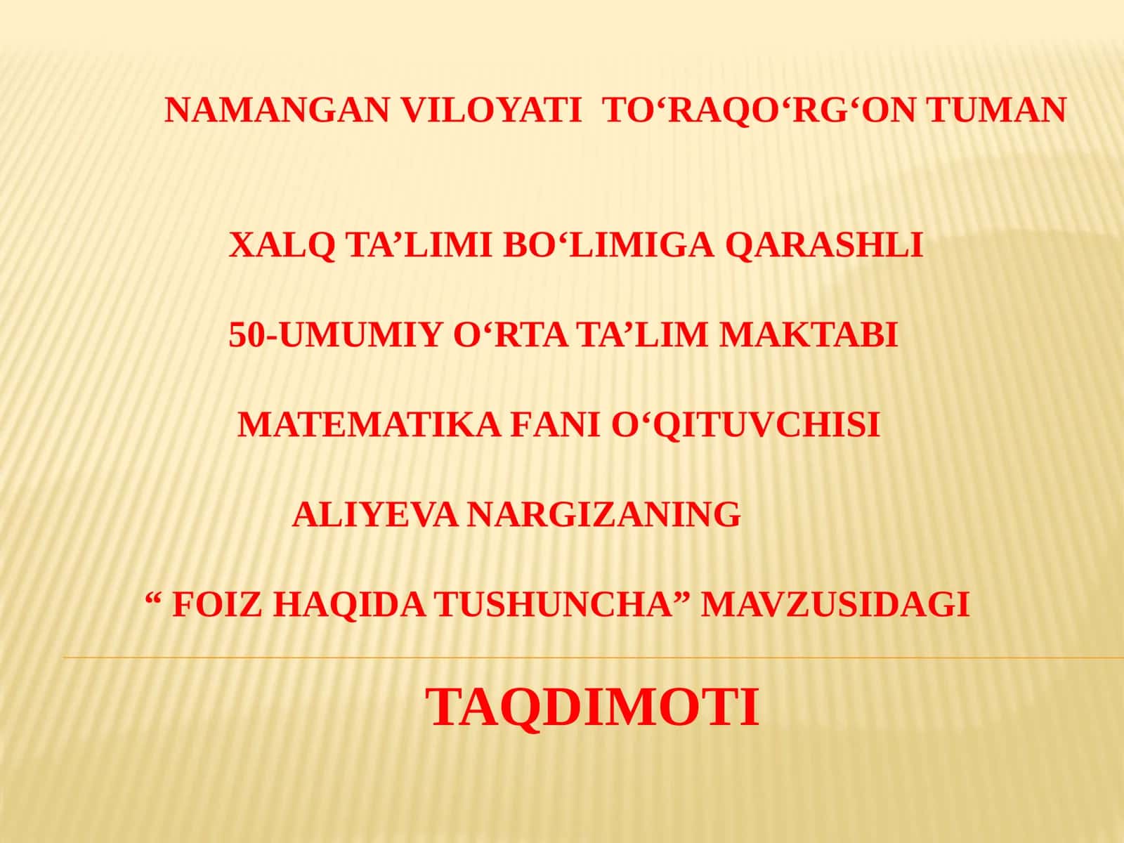 Foiz Haqida Tushuncha 1