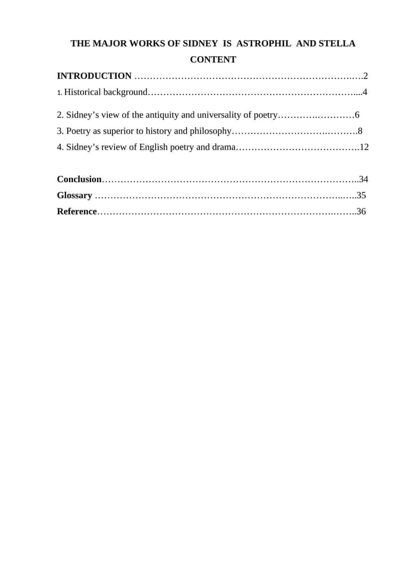 Major Works of Sidney 1