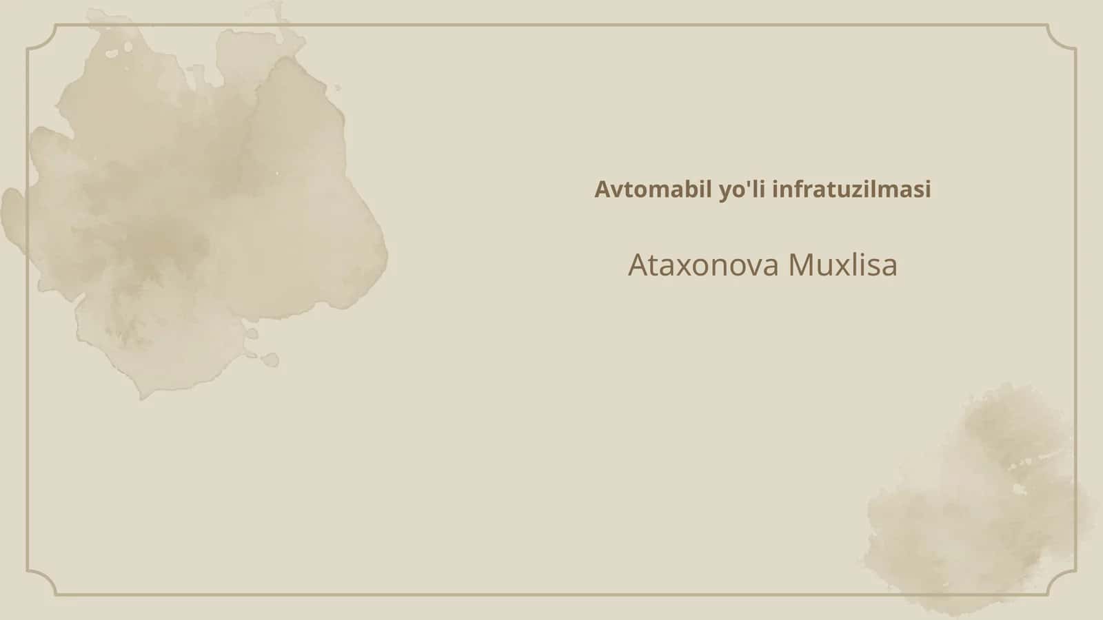 Avtomabil yo'li infratuzilmasi 1