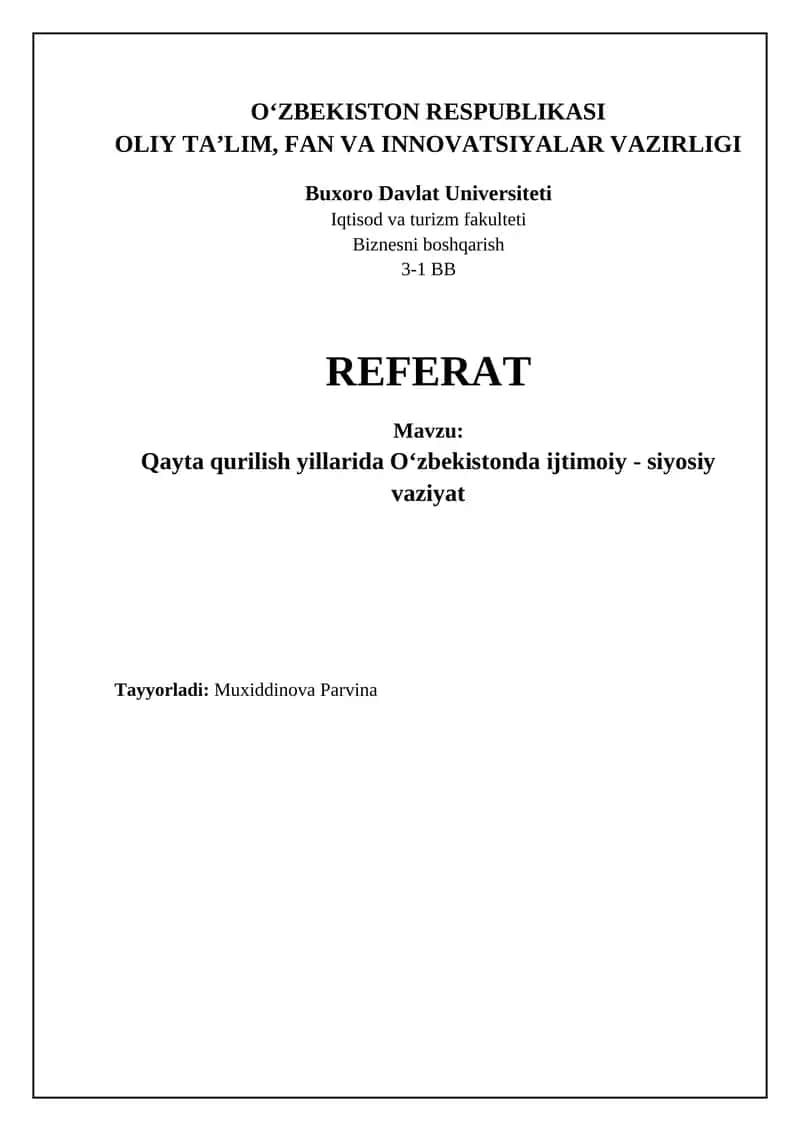 Perestroyka davri Oʻzbekistondagi ijtimoiy-siyosiy vaziyat 1