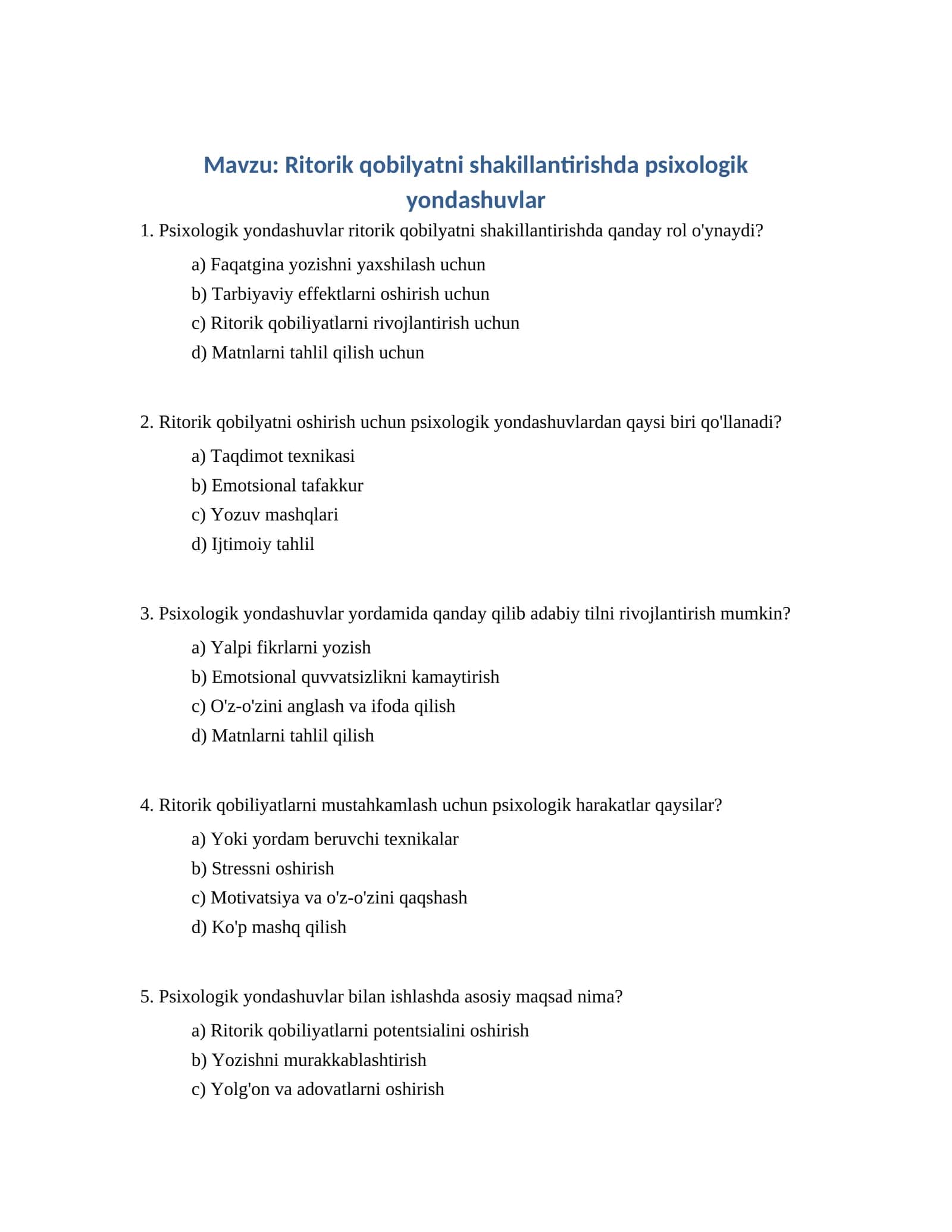 Ritorik qobilyatni shakillantirishda psixologik yondashuvlar 1