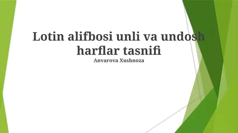 Lotin alifbosi unli va undosh harflar tasnifi 1