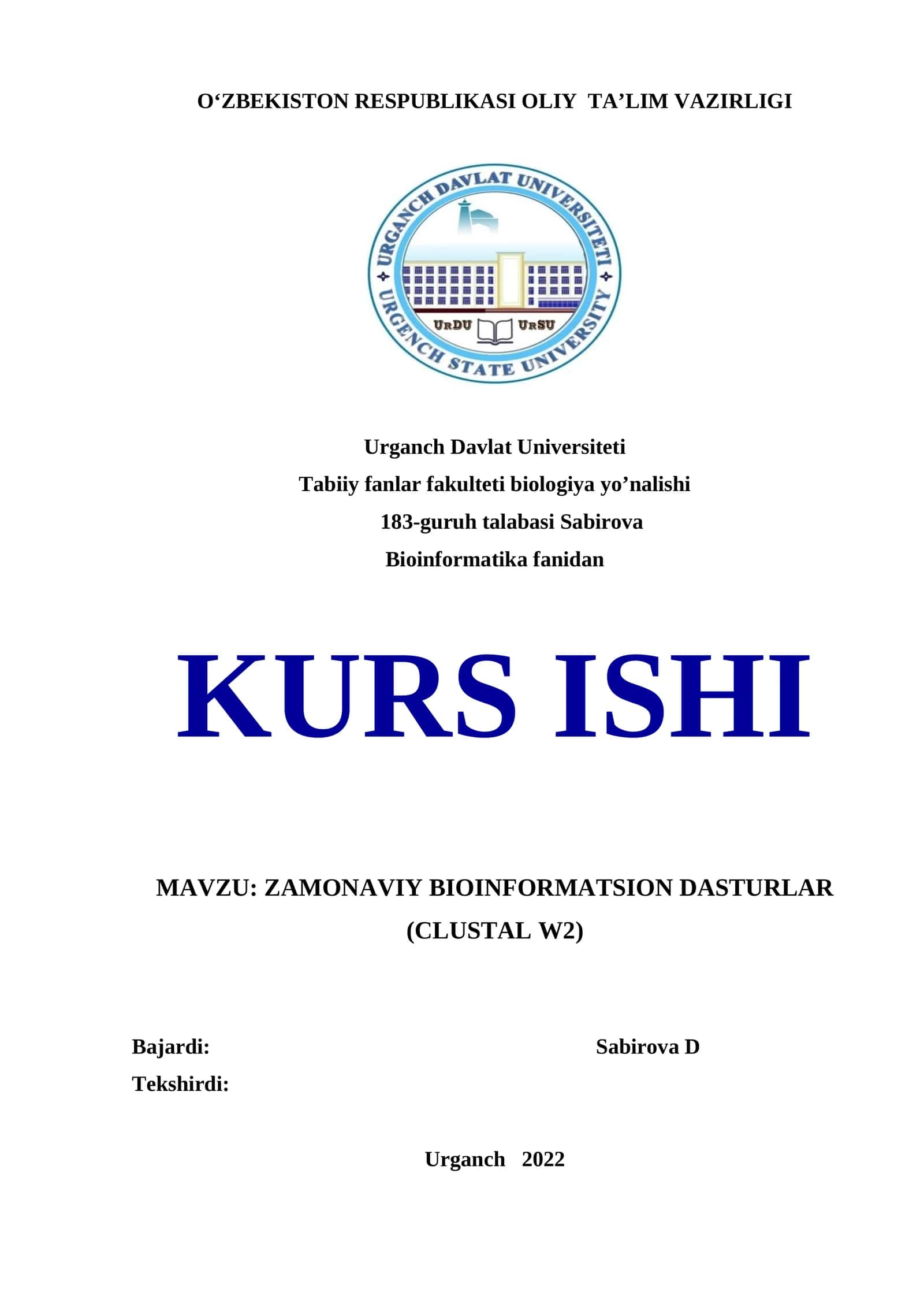 Zamonaviy bioinformatsion dasturlar 1