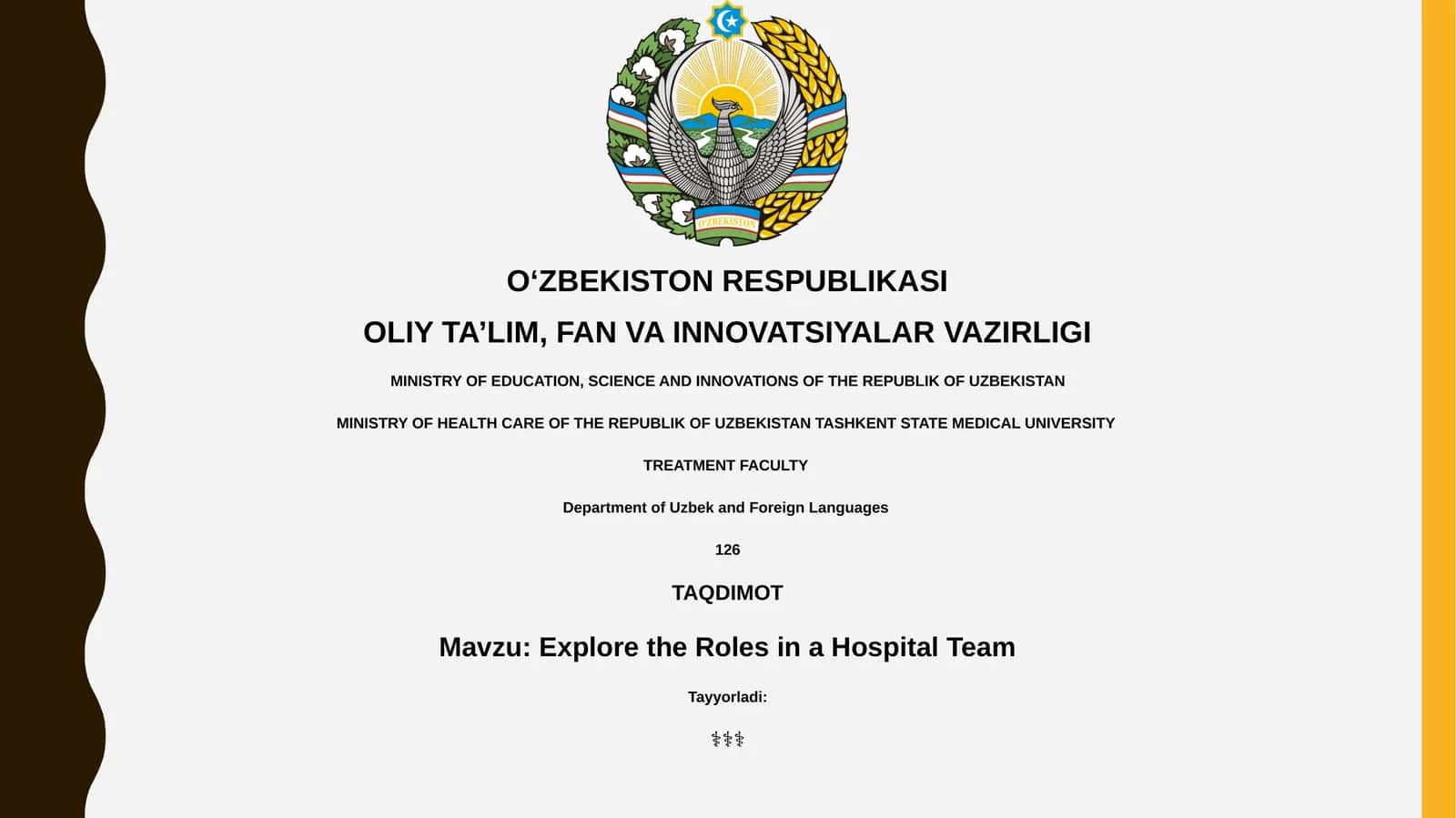 Explore the Roles in a Hospital Team 1