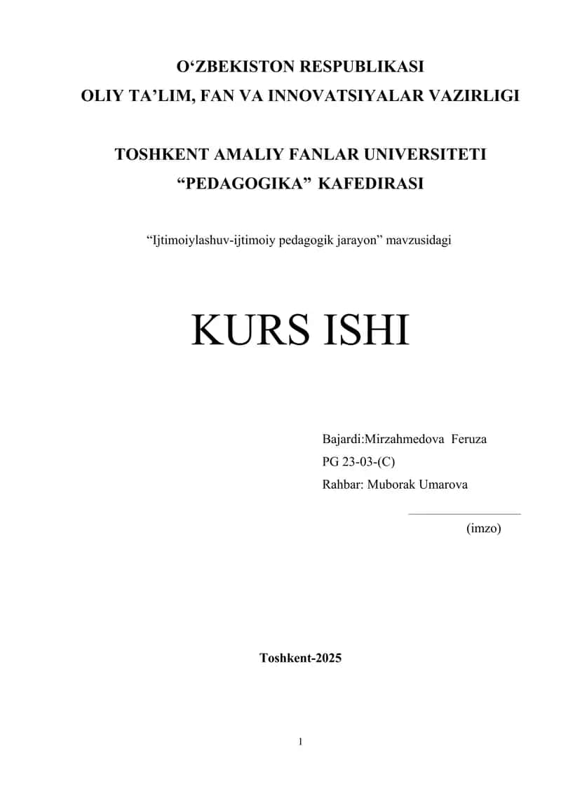 Ijtimoiylashuv-ijtimoiy pedagogik jarayon 1