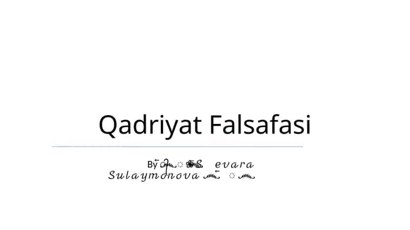 Qadriyat Falsafasi 1