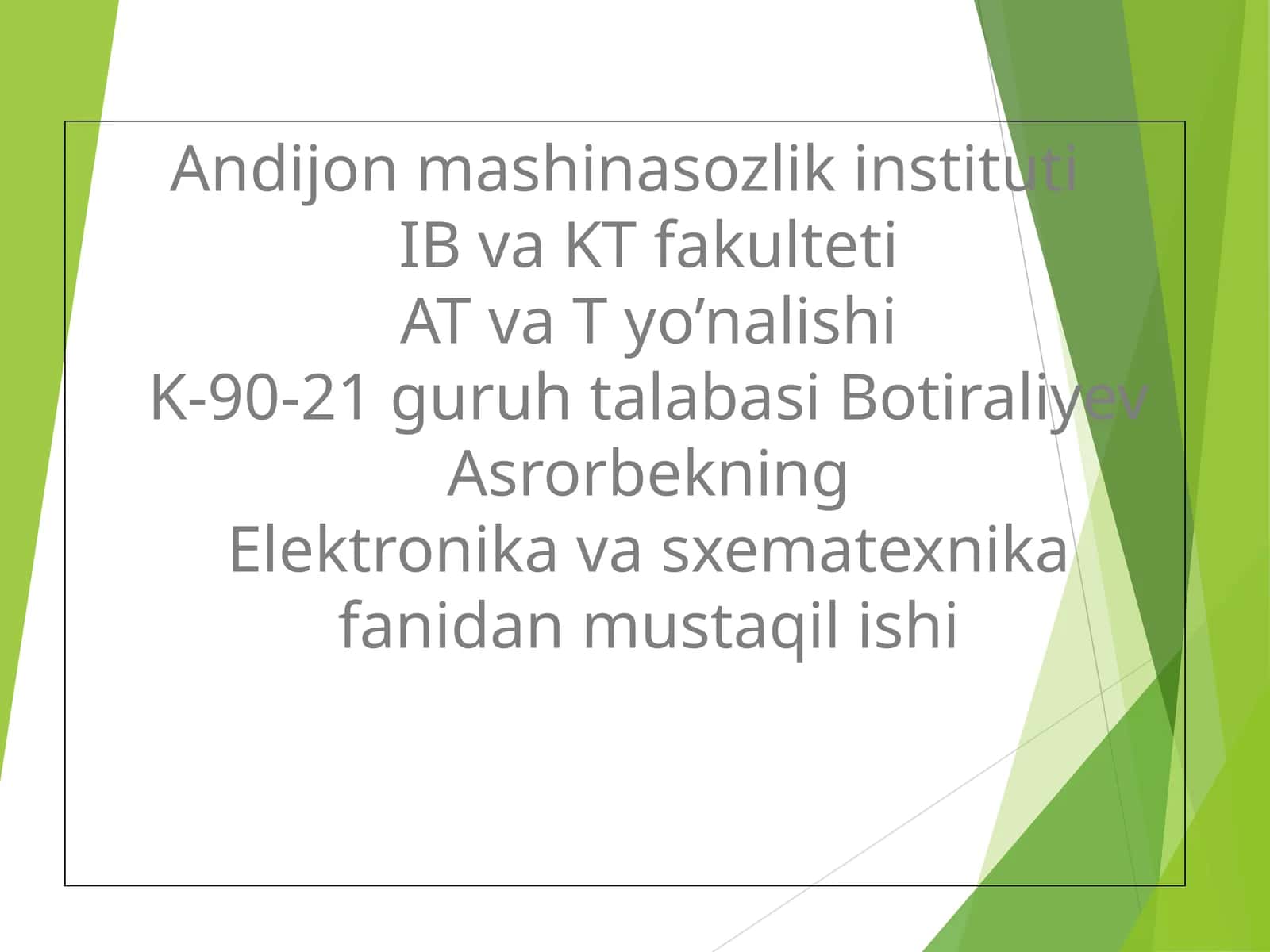 Tranzistorarni boshqarish impulslari 1