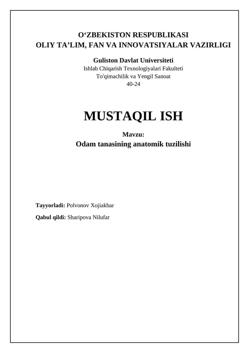 Odam tanasining anatomik tuzilishi 1