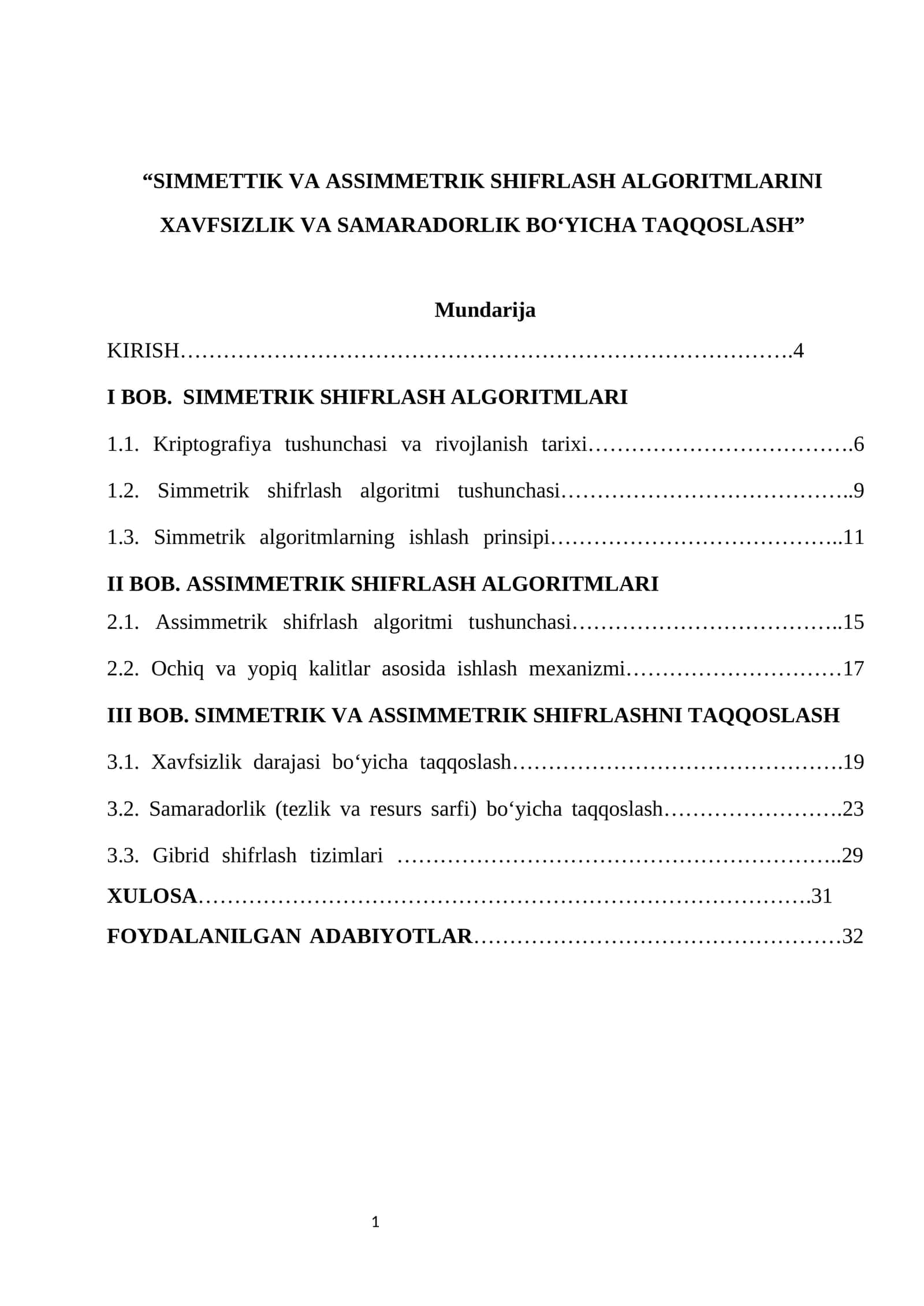 SIMMETRIK VA ASSIMMETRIK SHIFRLASH ALGORITMLARINI 1
