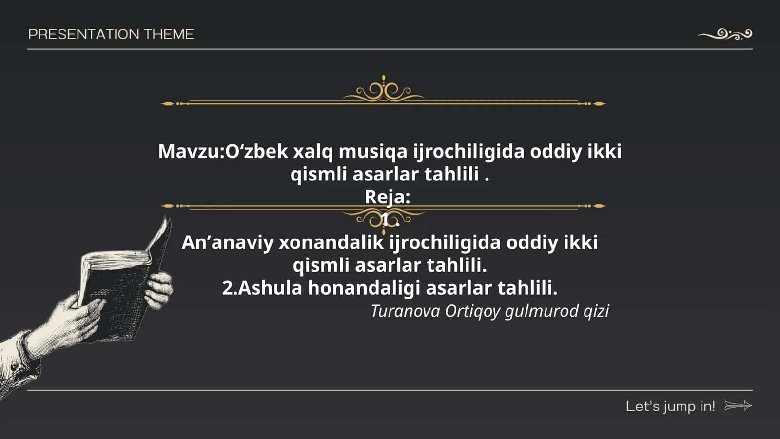 Oʻzbek xalq musiqa ijrochiligida oddiy ikki qismli asarlar tahlili 1