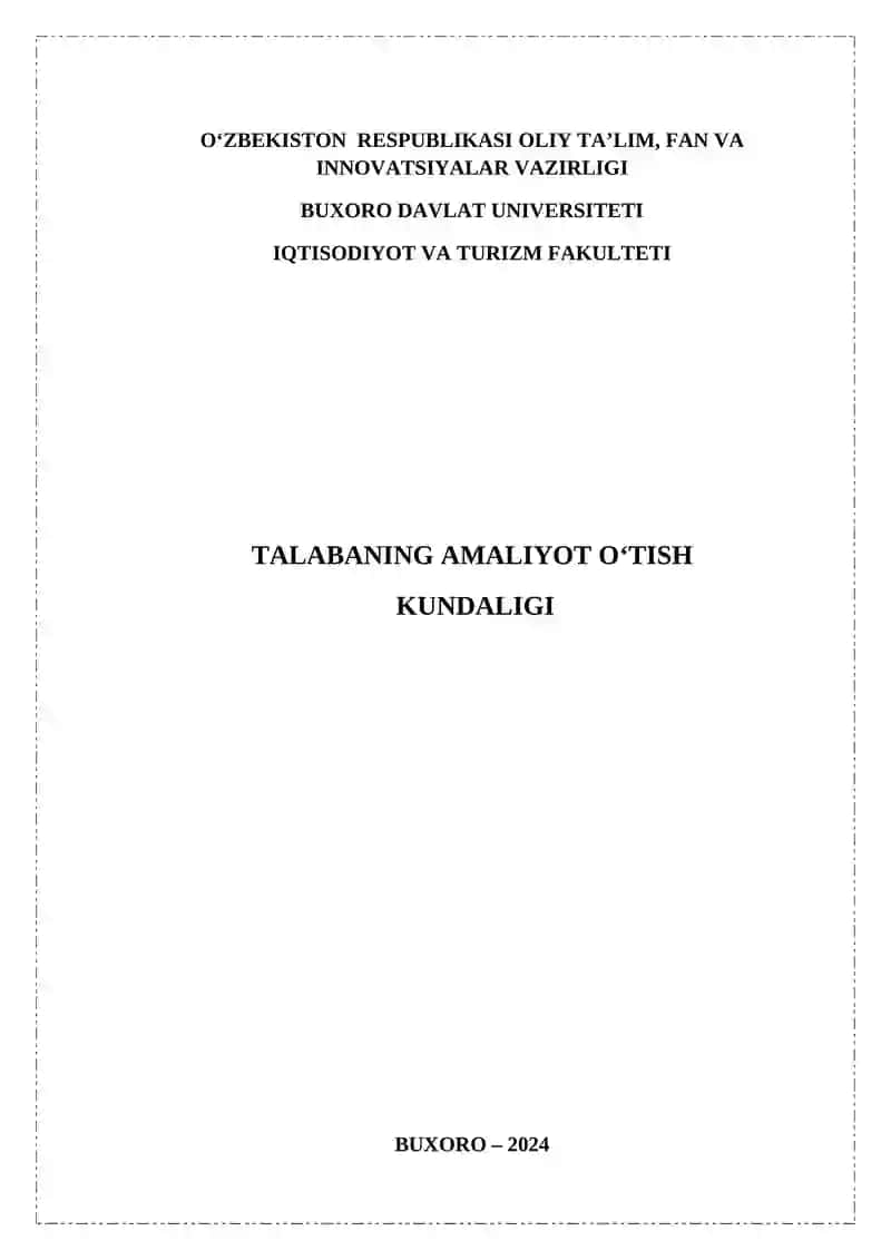 Talabaning Amaliyot O‘tish Kundaligi