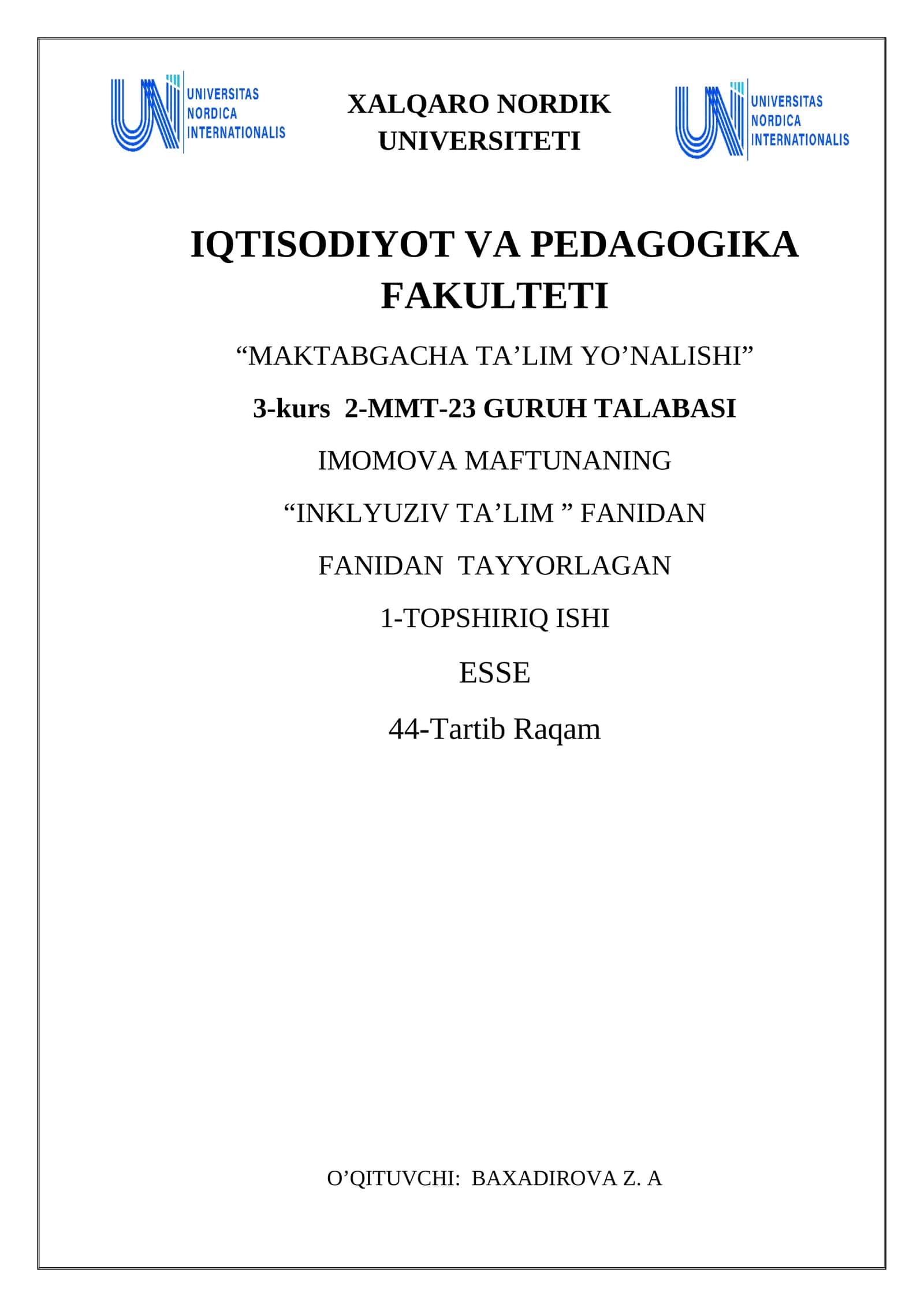 INKLYUZIV TA'LIMNING MOHIYATI VA TARBIYACHINING ROLI 1