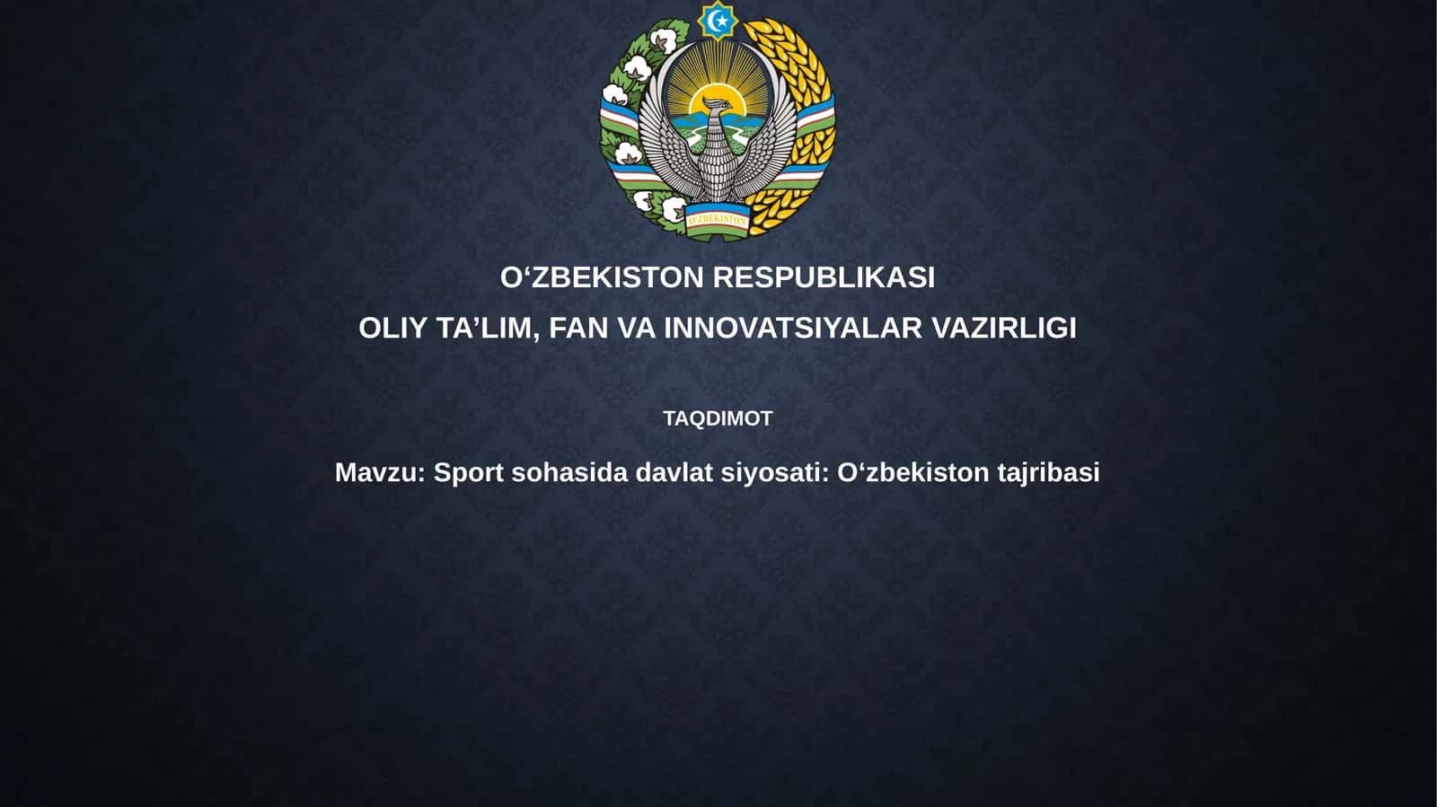 Sport sohasidagi davlat siyosati 1