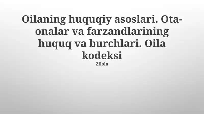 Oila kodeksi 1