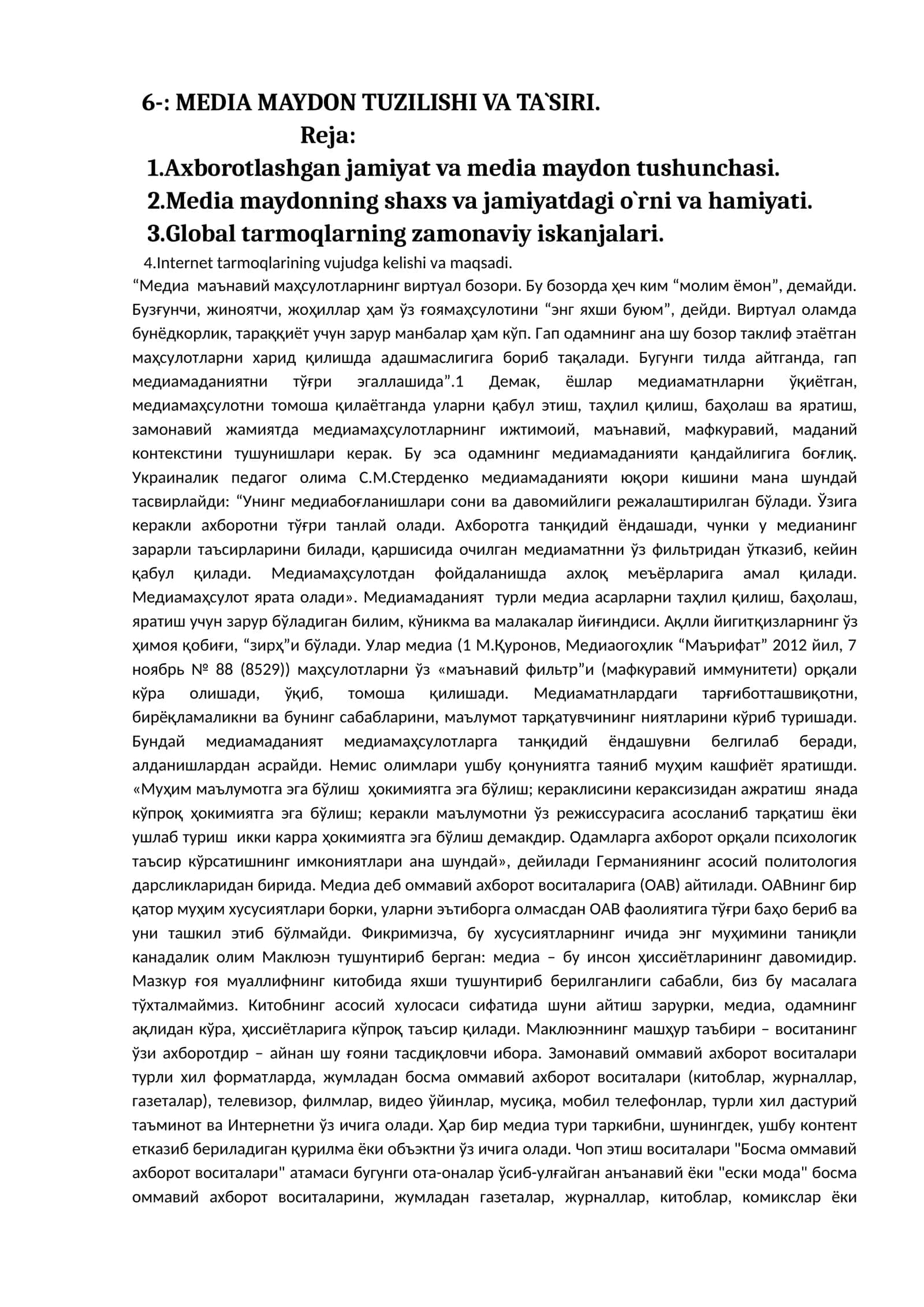 MEDIA MAYDON TUZILISHI VA TA`SIRI 1