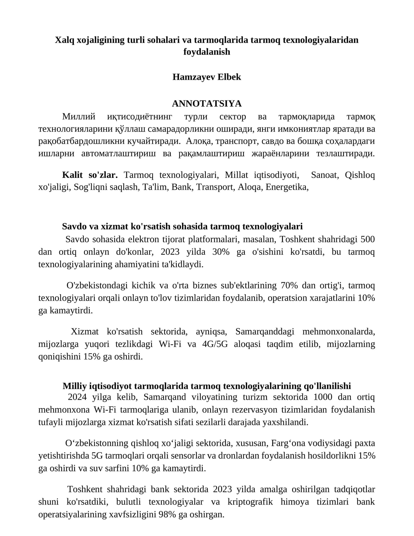 Tarmoq texnologiyalari 1