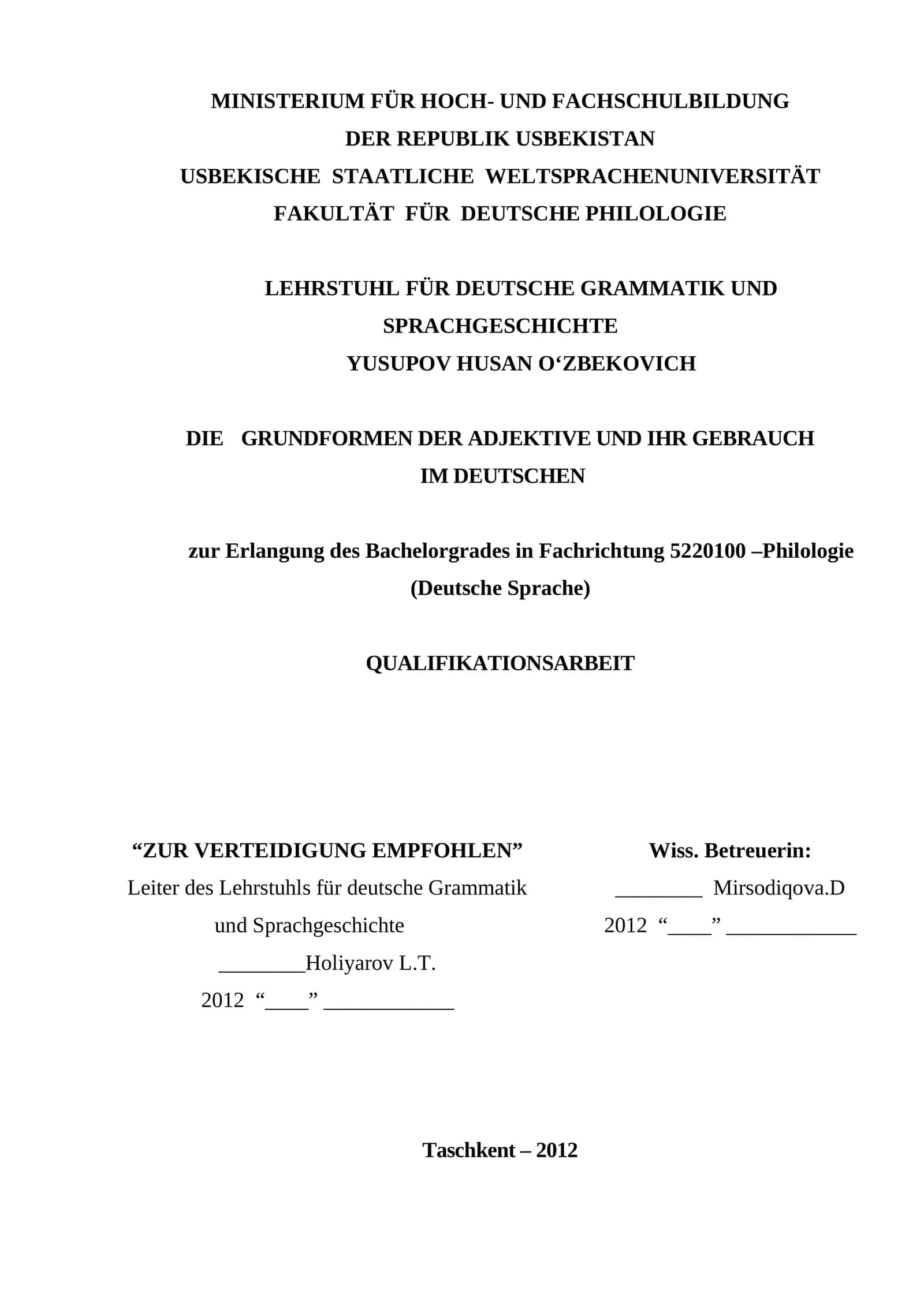 DIE GRUNDFORMEN DER ADJEKTIVE UND IHR GEBRAUCH IM DEUTSCHEN 1