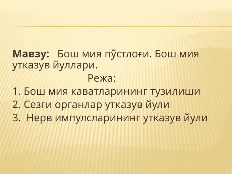 Бош мия пўстлоғи. Бош мия утказув йуллари 1