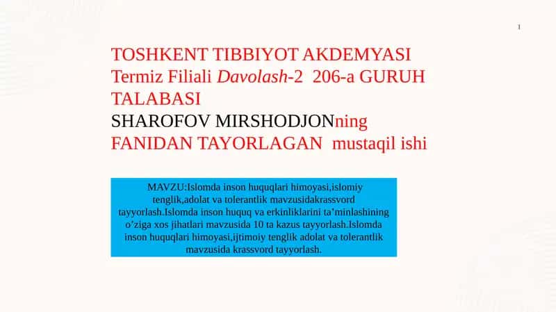 Islomda inson huquqlari himoyasi 1