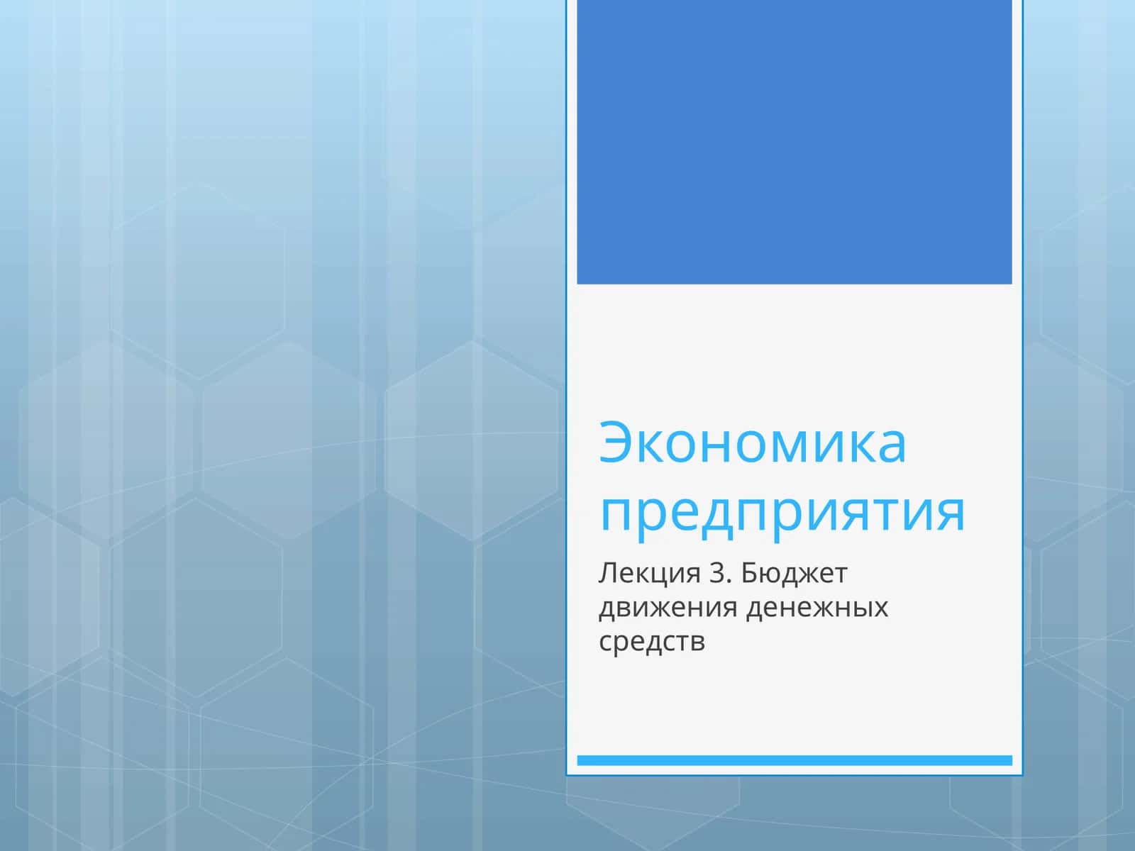 Лекция 3. Бюджет движения денежных средств 1