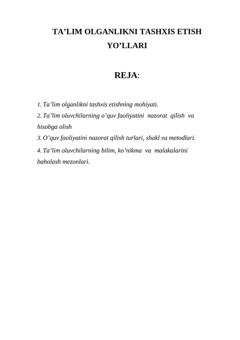 TA’LIM OLGANLIKNI TASHXIS ETISH YO’LLARI 1