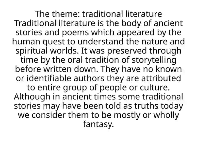 Traditional Literature