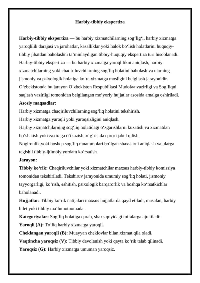 Harbiy tibbiy ekspertiza 1