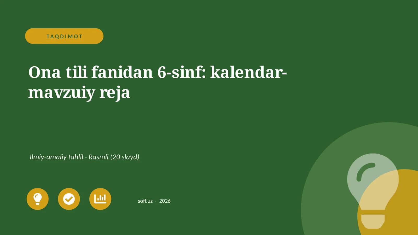 Ona tili fanidan 6-sinf: kalendar-mavzuiy reja 1
