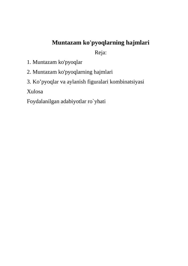 Muntazam ko'pyoqlarning hajmlari