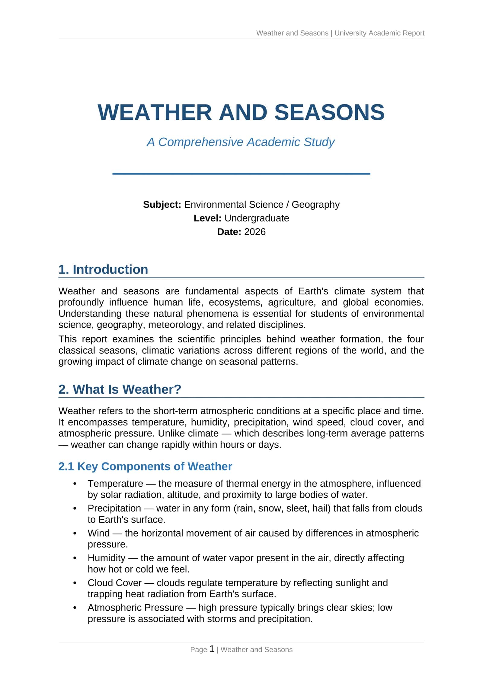 WEATHER AND SEASONS 1