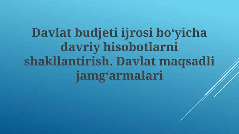 Davlat byudjeti bajarilishining davriy hisobotlarini shakllantirish 1