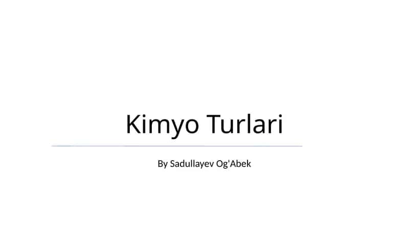 Kimyo Turlari 1