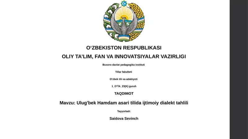 Ulug'bek Hamdam asari tilida ijtimoiy dialekt tahlili 1