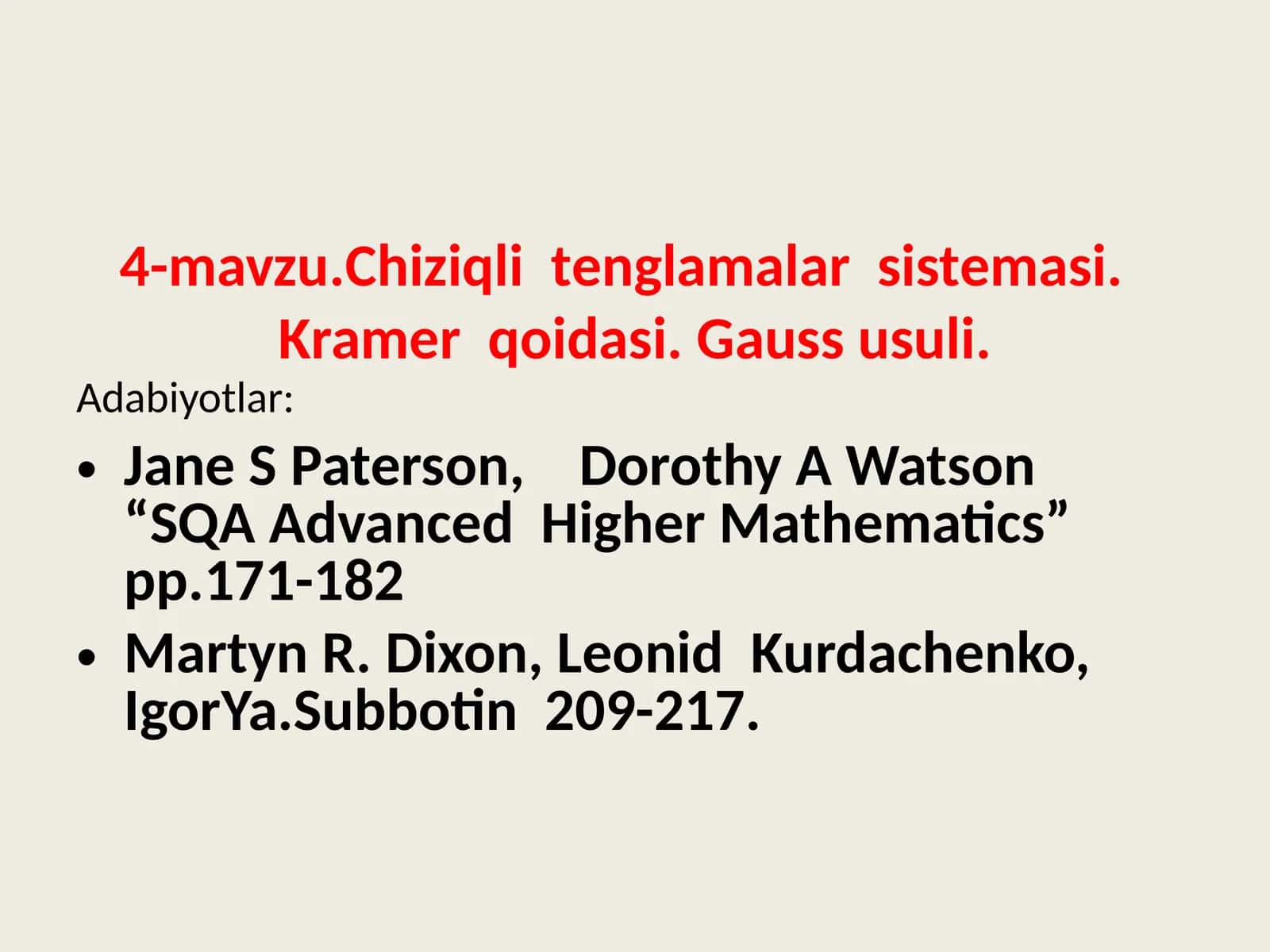 Chiziqli tеnglamalar sistеmasi 1