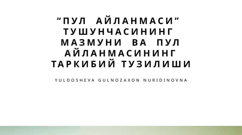 Pul aylanmasy 1