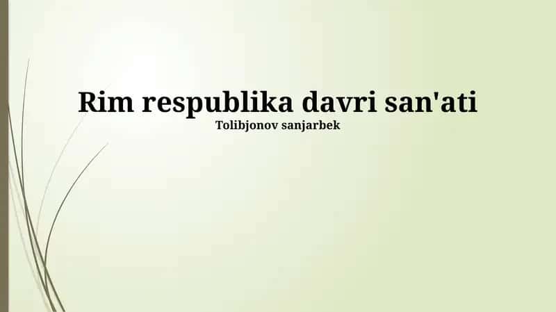 Rim respublika davri san'ati 1