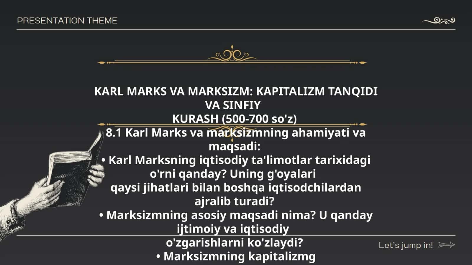 KARL MARKS VA MARKSIZM: KAPITALIZM TANQIDI VA SINFIY KURASH 1