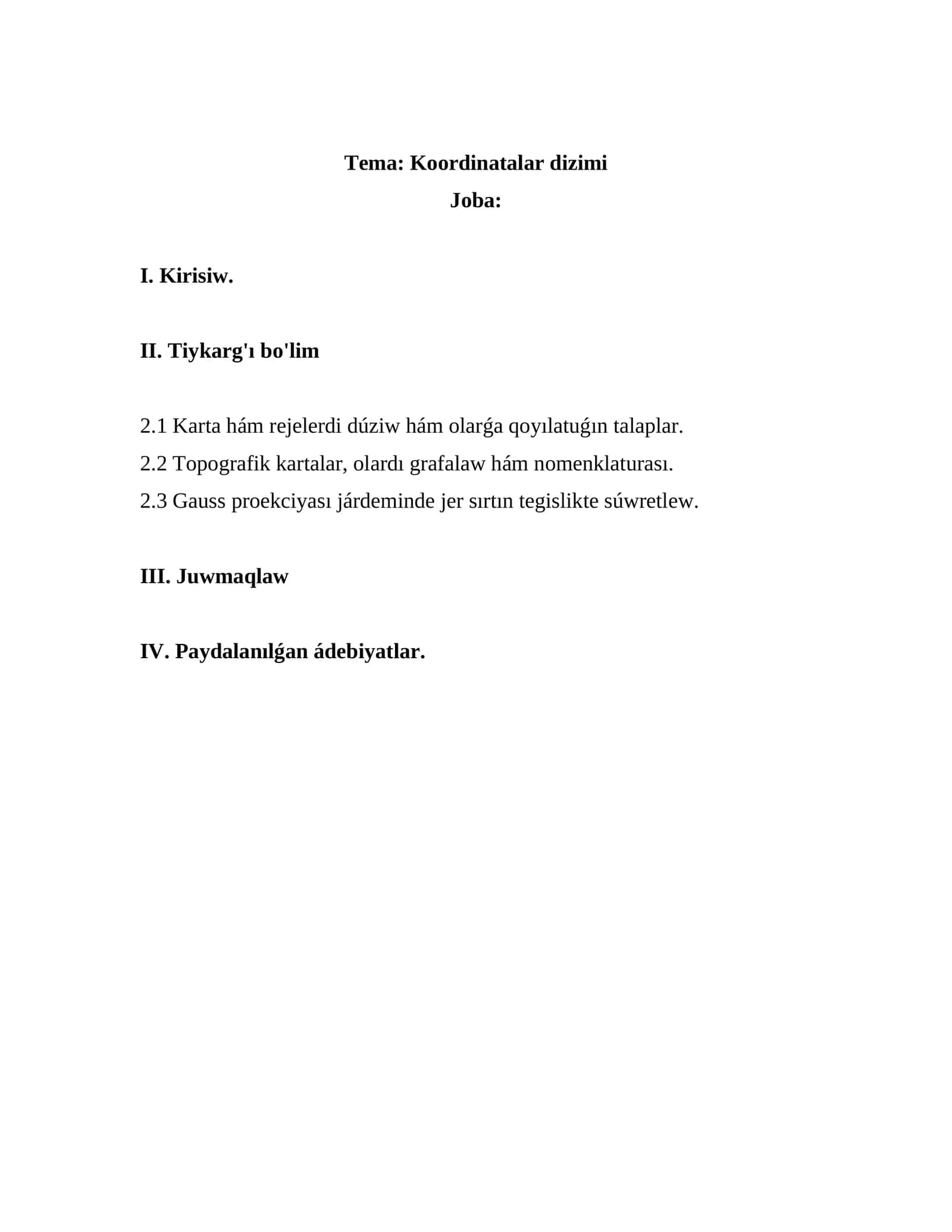 Koordinatalar dizimi 1